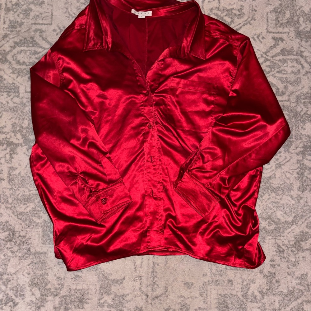 HYFVE Vibrant Red Satin Top